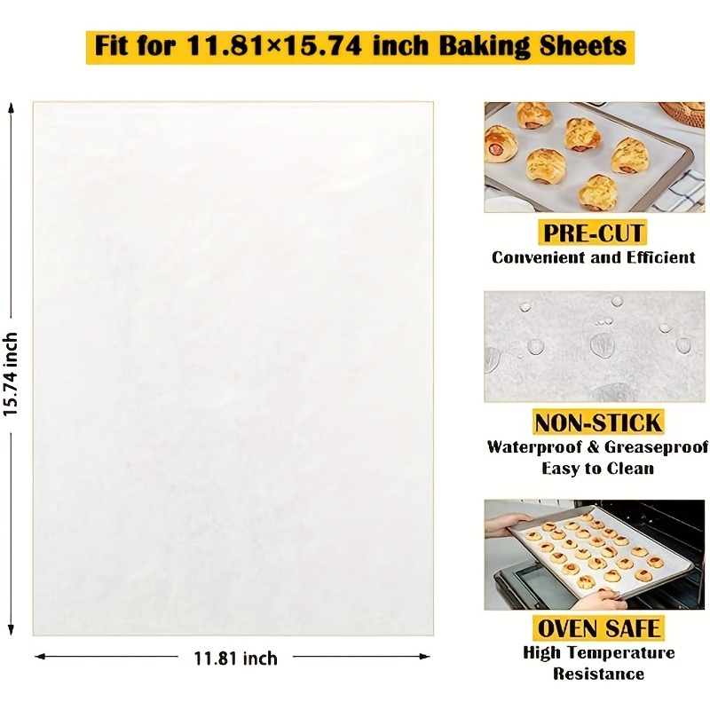 200 Pcs Resist High Temperature Parchment Paper Baking Sheets, Non-Stick  Precut Baking Parchment, for Baking Grilling Air Fryer Steaming Bread Cup