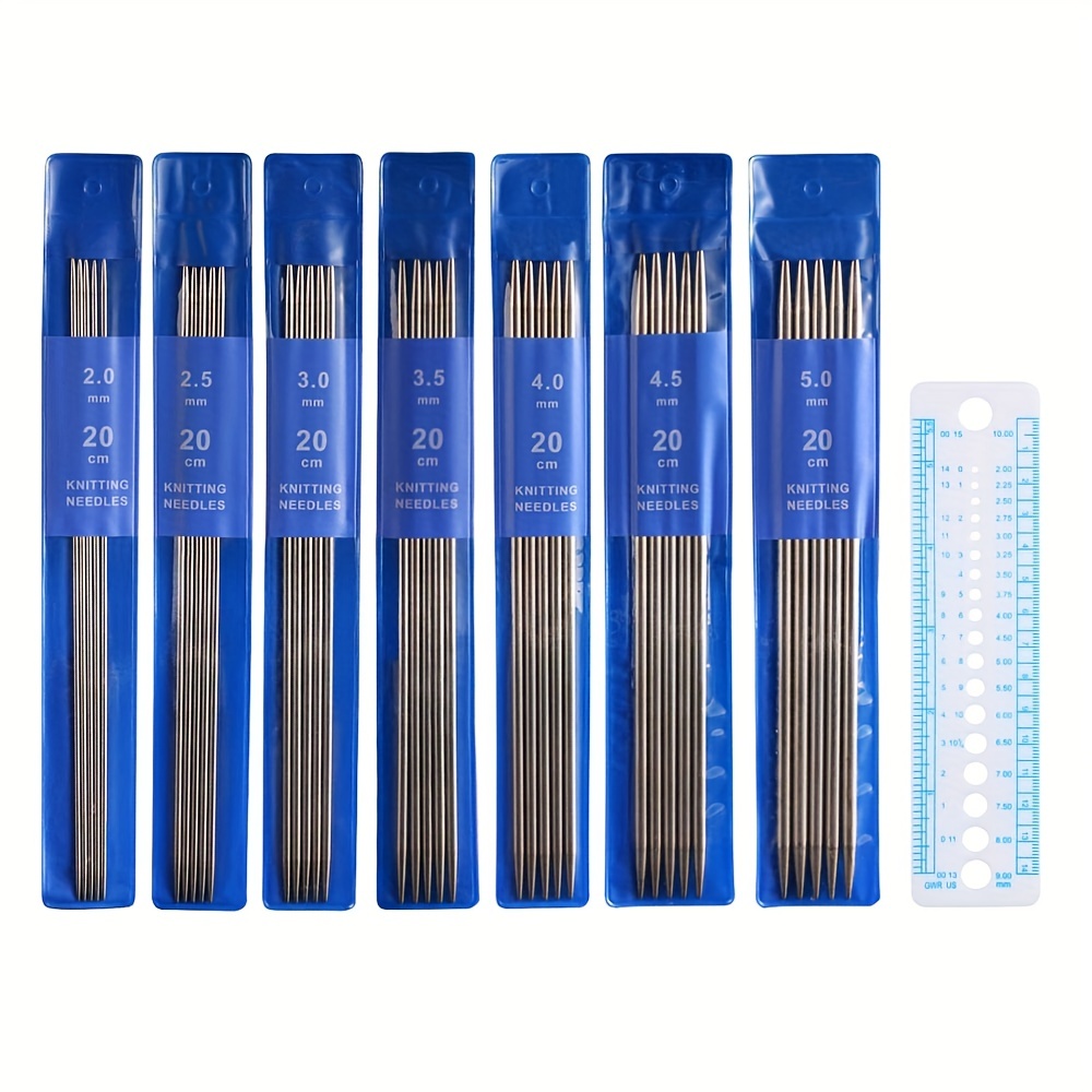 7 Blue Double Pointed Knitting Needles Size 7 - 4.5mm Set of 4