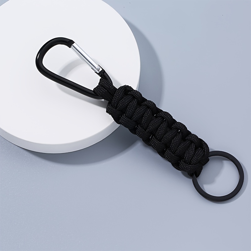 C and C Adventures Paracord Lanyard Keychain with Carabiner Hook and Key  Ring Blue and Black