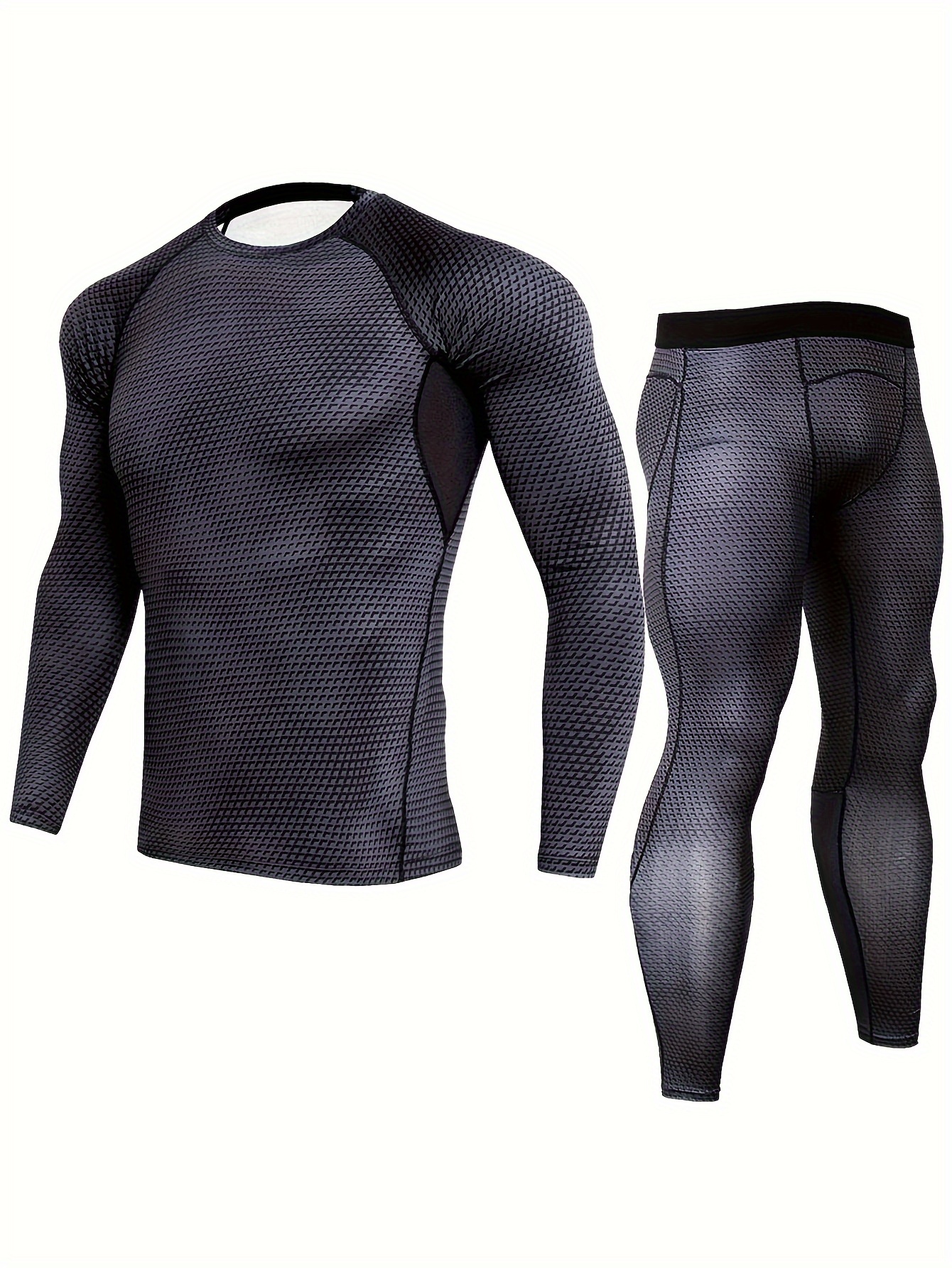 Men's Sports Running Set Compression Shirt + Pants Skin - Temu Canada