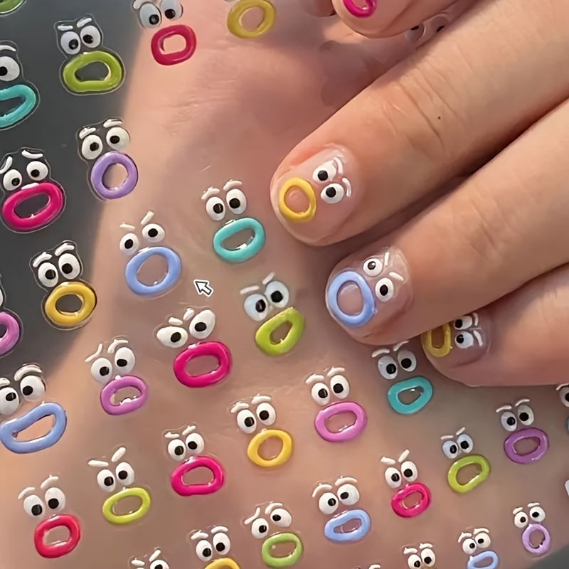 Macaron Color Series Nail Art Stickers Little Monster - Temu