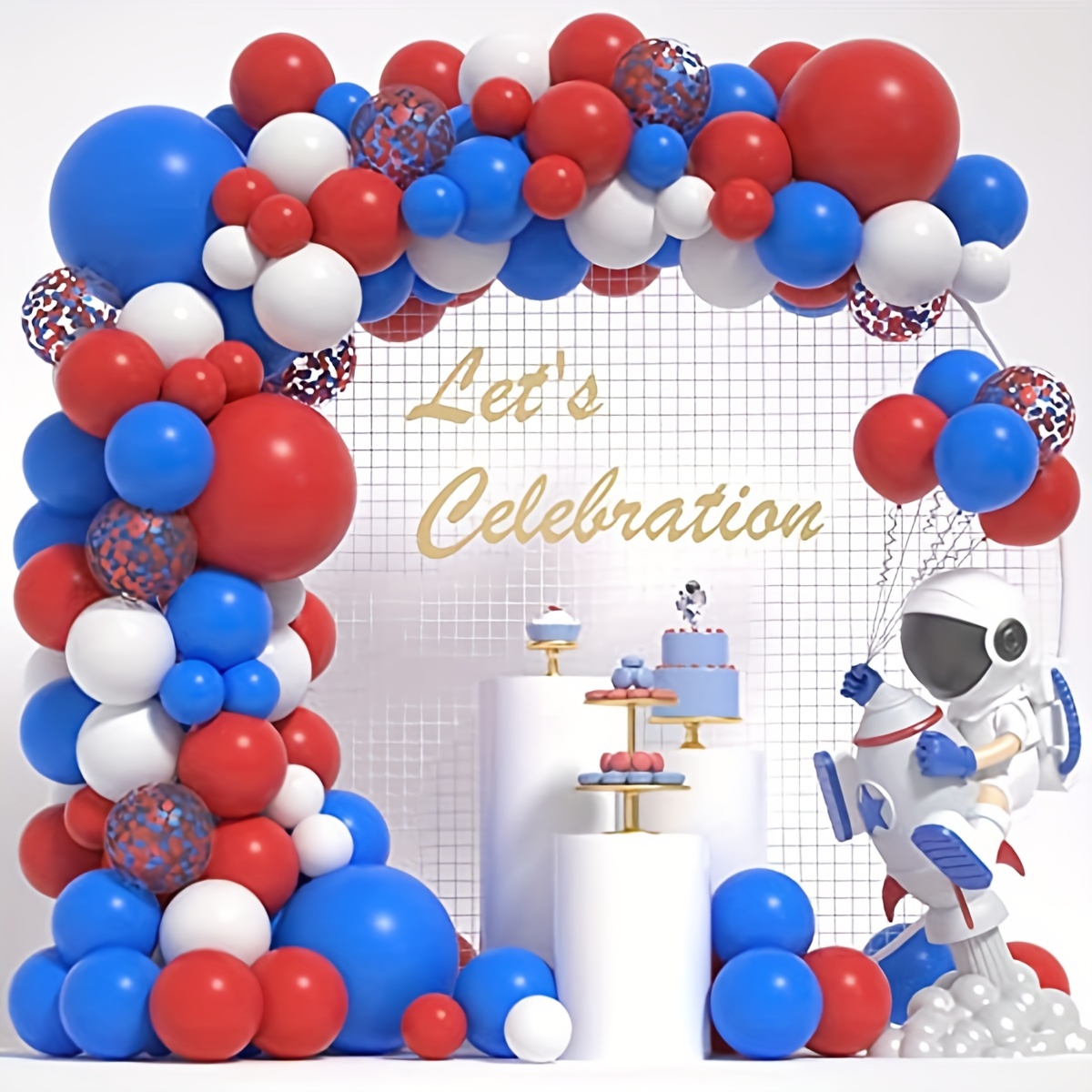  Red White and Blue Balloons Garland Arch for 4th of