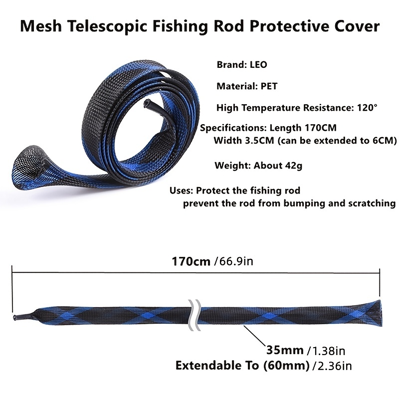 Fishing Rod Cover Sleeve Rod Ties Straps Braided Mesh - Temu Australia