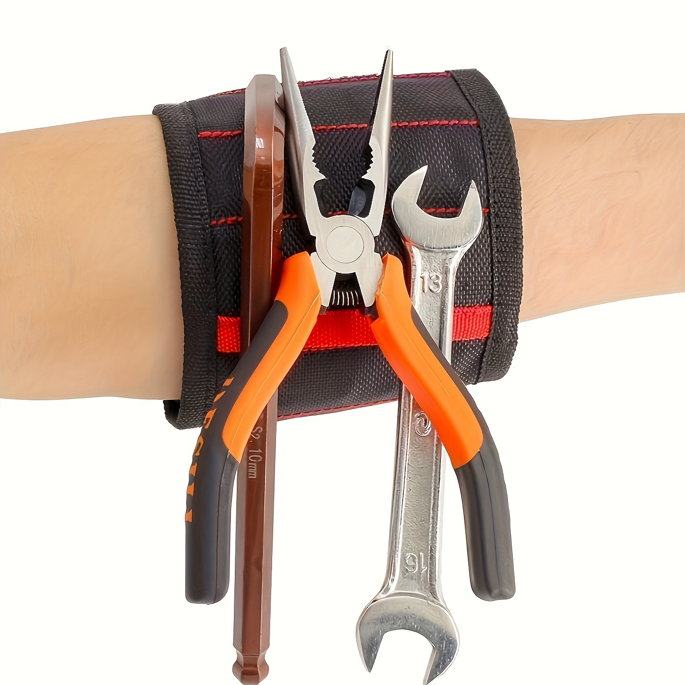 Bracelet Magnétique 38 cm x 9.5 cm x 2 cm pour outils et support de Vis -  jusqu'à Ø 350 mm réglable