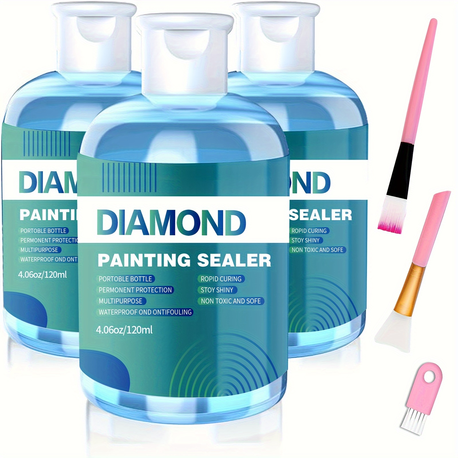 

Diamond Painting Sealer Kits 120ml With 3pcs Brushes, Diamond Art Sealer Puzzle Glue Diamond Painting Accessories And Tools For Adults (4oz)