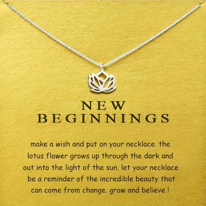 

Luxury Hollow Lotus Alloy Collarbone Chain Necklace With Blessing Card Jewelry Gift