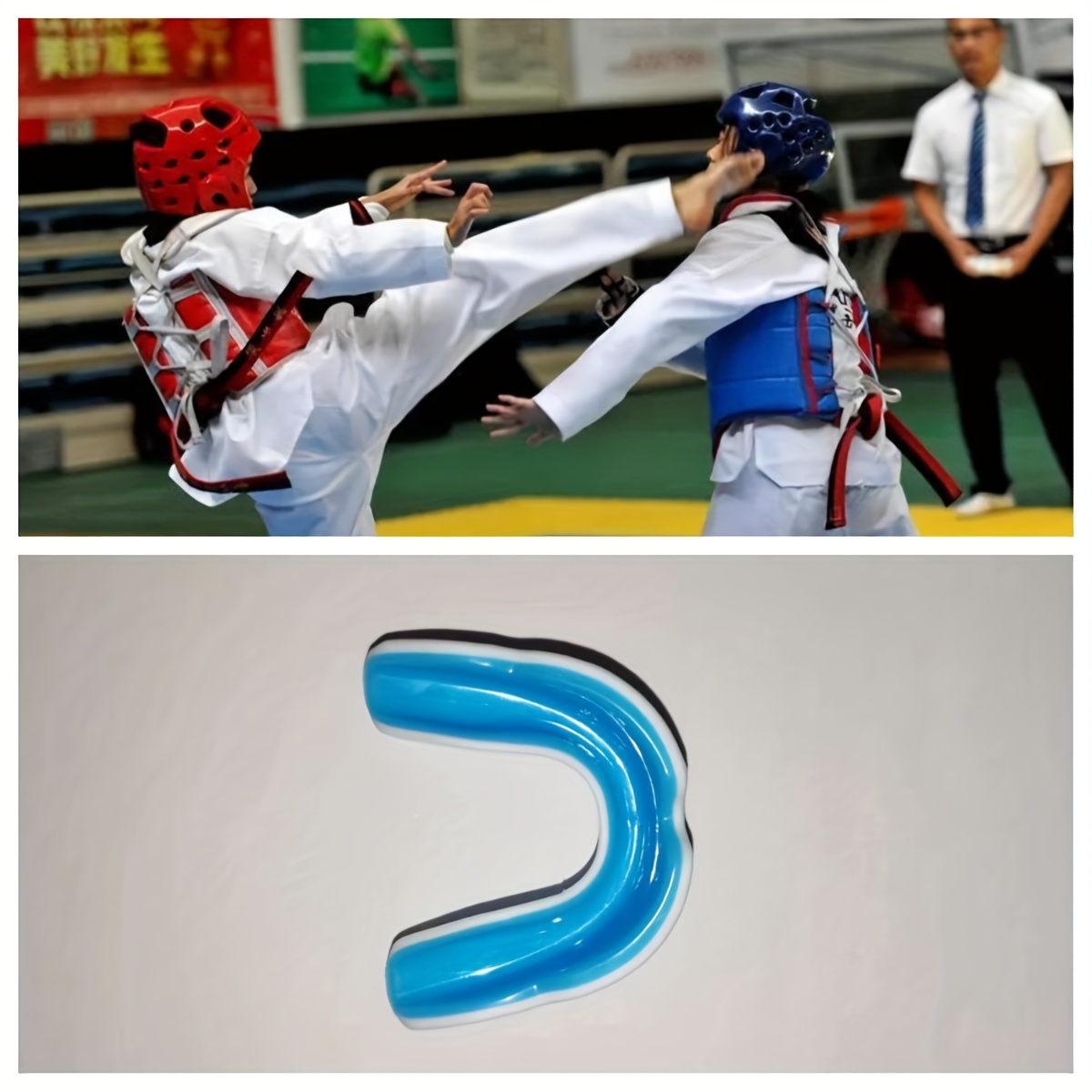 Protector bucal de boxeo deportivo, protector bucal de atletas portátil  para baloncesto fútbol Taekwondo (azul)