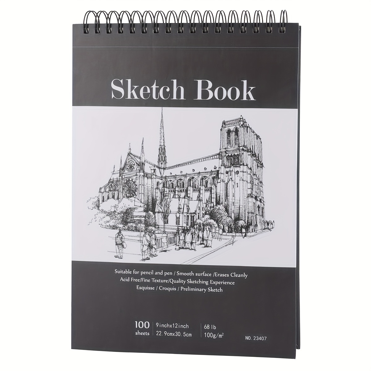 1pc/2pcs Sketch Book, 100 Sheets Sketchbook, 22.86 X 30.48 Cm Top Spiral  Bound Sketch Pad, (30.84kg/100gsm) Acid-free Drawing Paper, Art Supplies  For Colored And Graphite Pencils, Charcoal, & Soft Pastel.