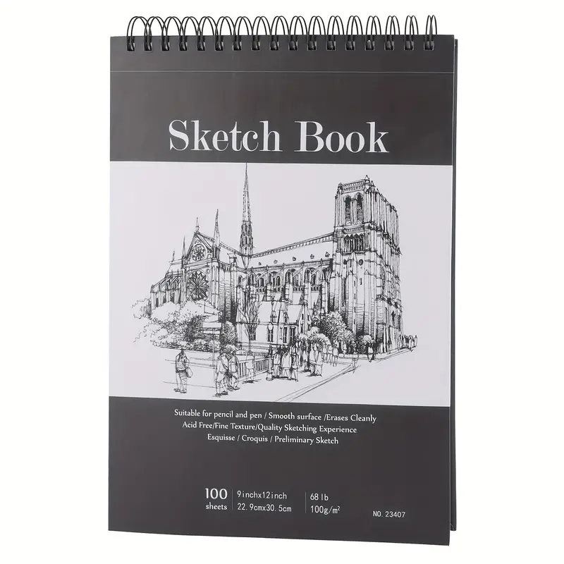 1pc/2pcs Sketch Book, 100 Sheets Sketchbook, 9 X 12 Inch Top