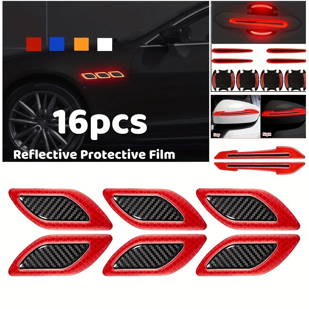 8pcs 3D en fibre de carbone auto poignée de porte protection anti-rayures  film de protection