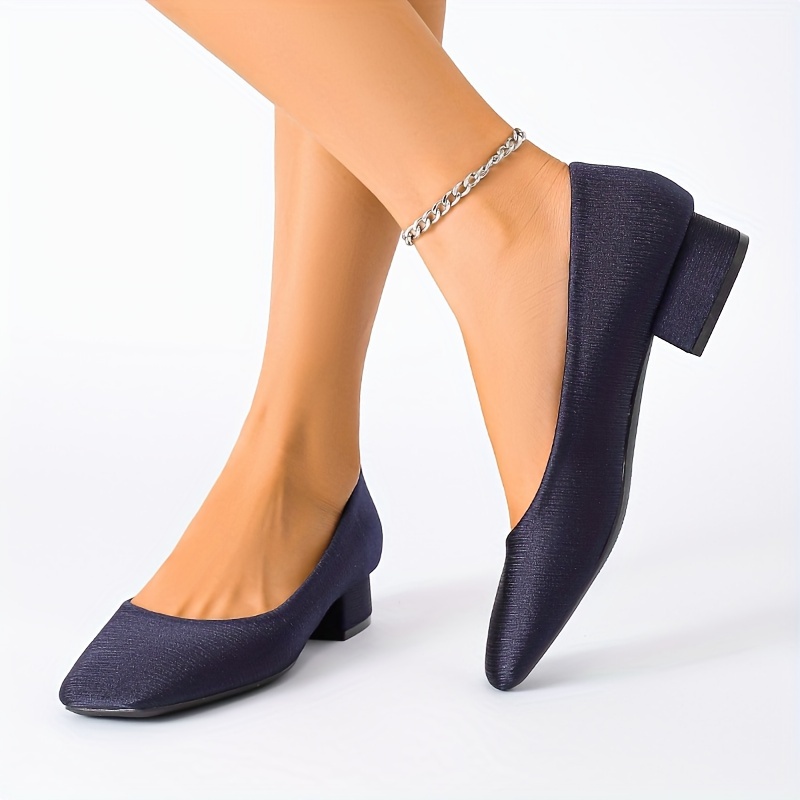 

Women's Elegant Chunky Low Heels, All-match Square Toe Slip , Comfy Evening &commuter Shoes