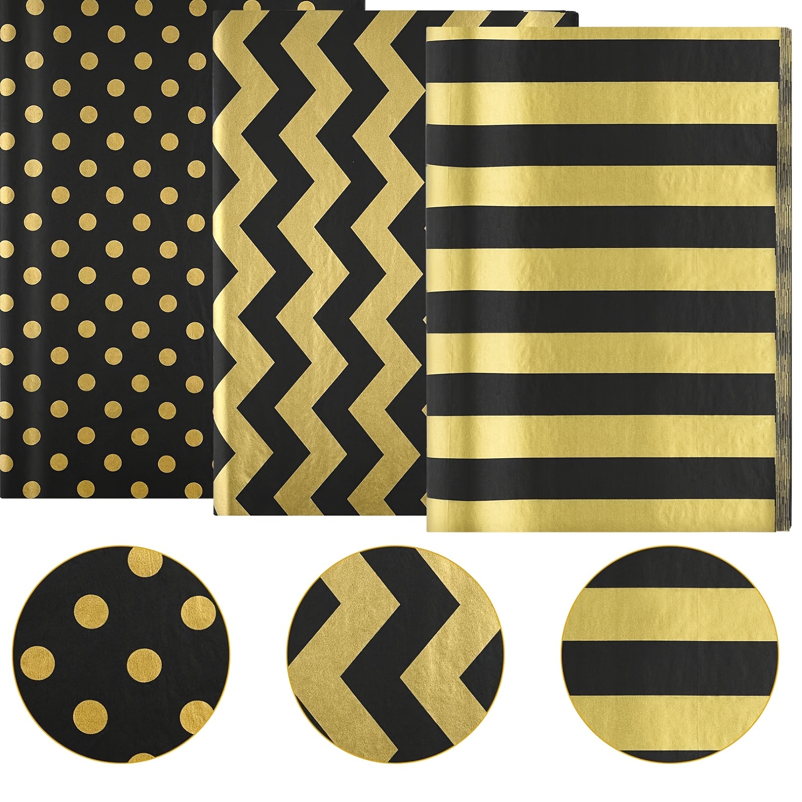 30 Sheets Gift Wrapping Paper, Premium Golden And Black Gift Wrapping Paper  Set, Perfect For New