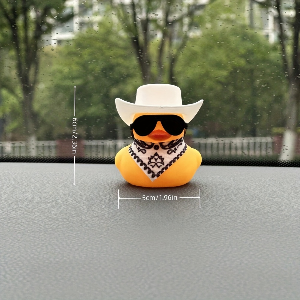 Car Cute Little Yellow Duck With Cowboy Hat Sunglasses And - Temu