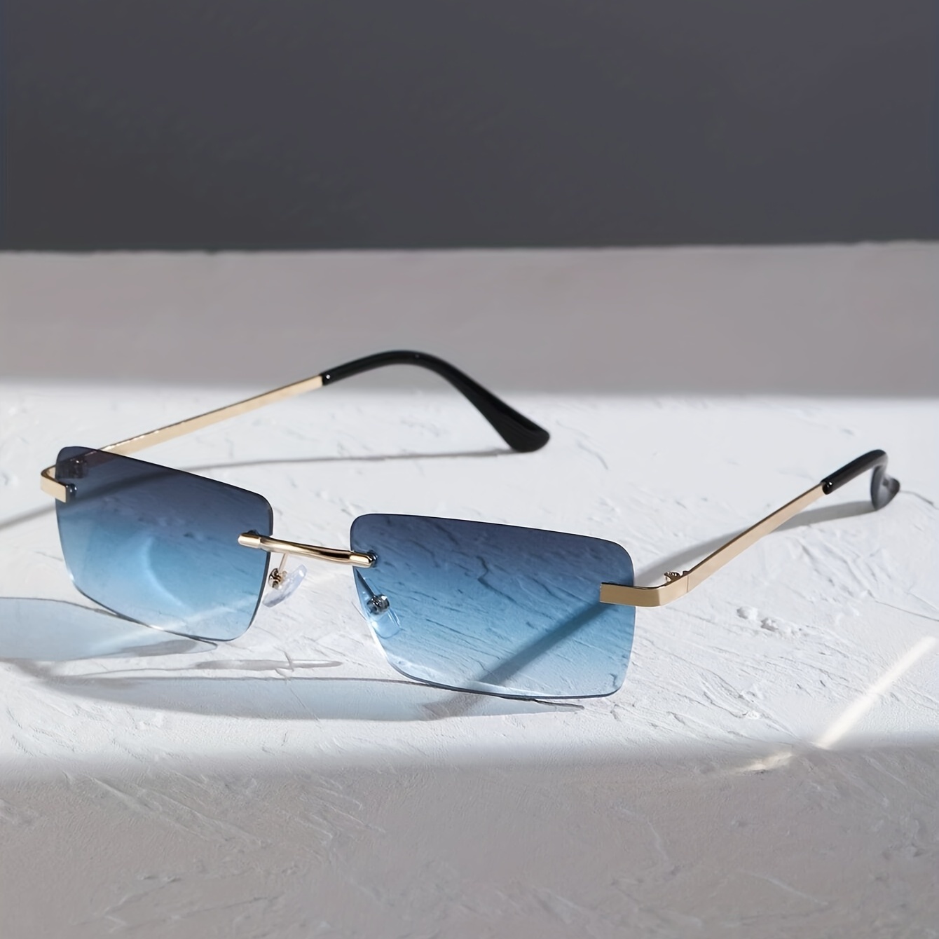 1 Pair Creative Sunglass Metal Rimless Men's Fashion Sunglasses Casual,Temu