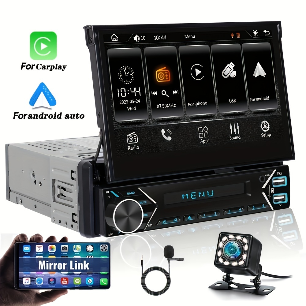 1din Fm 7 Inch Adjustable Car Radio Android 9.1 Touch Screen 1080p Car  Stereo Radio Player Gps Navigation Universal Autoradio