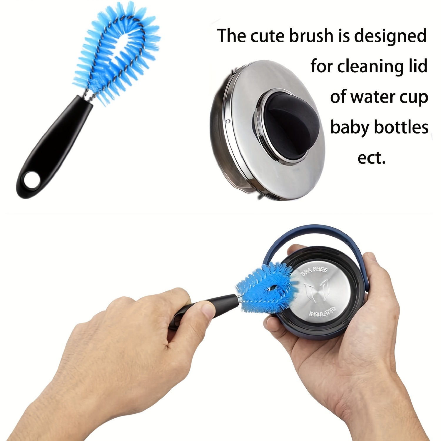 3 In 1 Baby Bottle Brush Long Handle Water Bottle Brush & Straw Cleaner Set  Flexible Multi-function for Bottles Straws Cup Cover