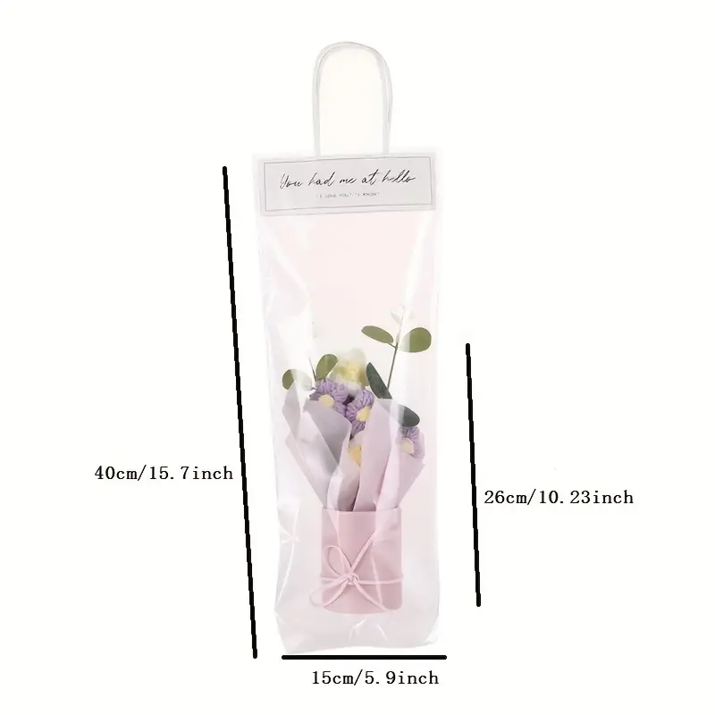 Set of 10 Transparent Plastic Bag for Bouquet Packaging