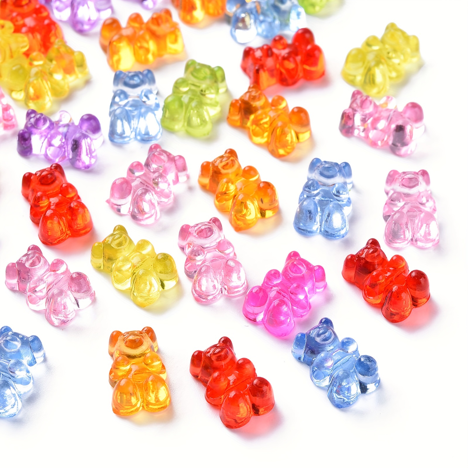 50 Pieces Nail Glitter Gummy Bear Charms,Resin Flatbacks Candy Bear Charms for Slime Nails DIY Craft Scrapbooking Phone Case Doll House Stationery