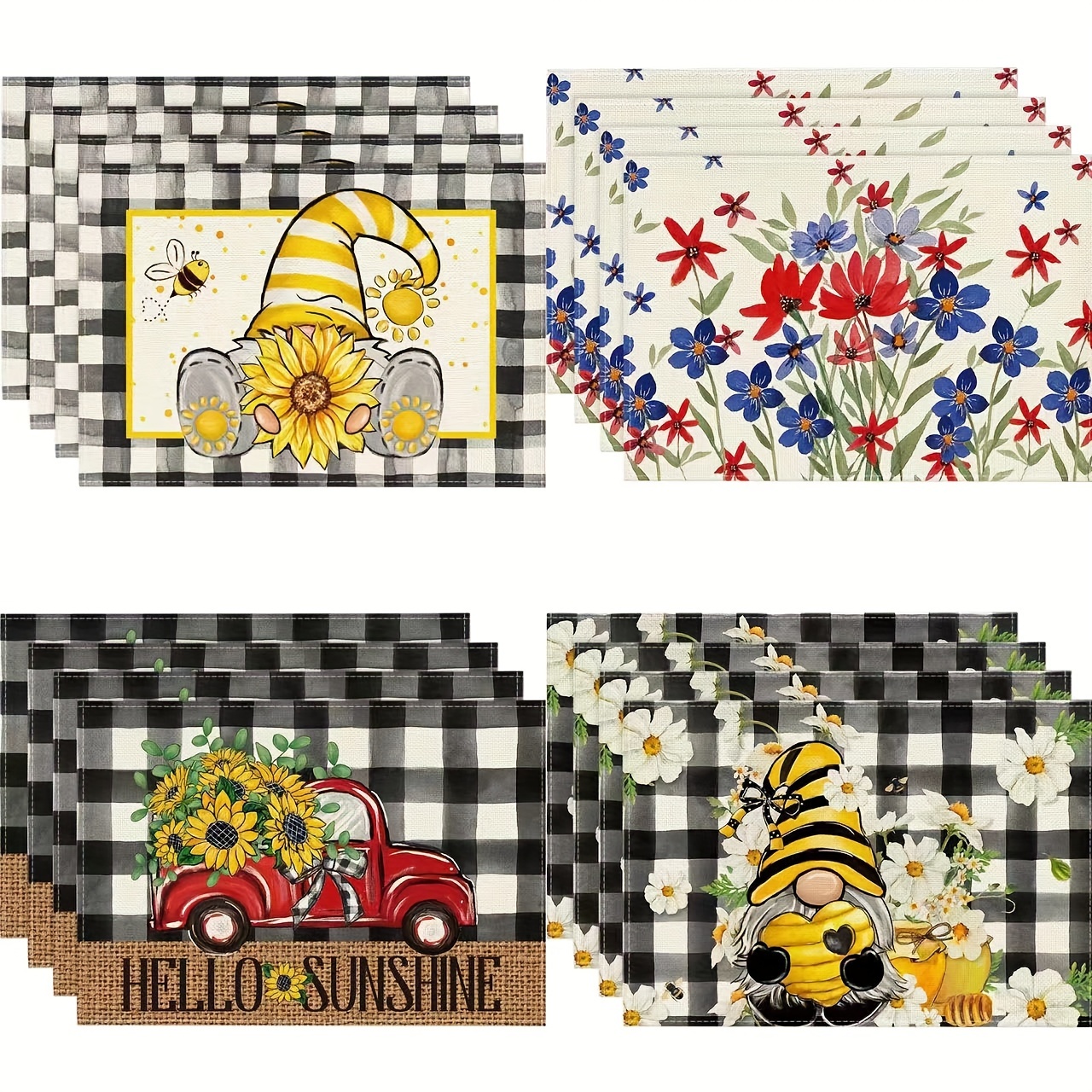 Placemats Buffalo Plaid Gnomes Honey Pattern Table Pad For Temu Canada