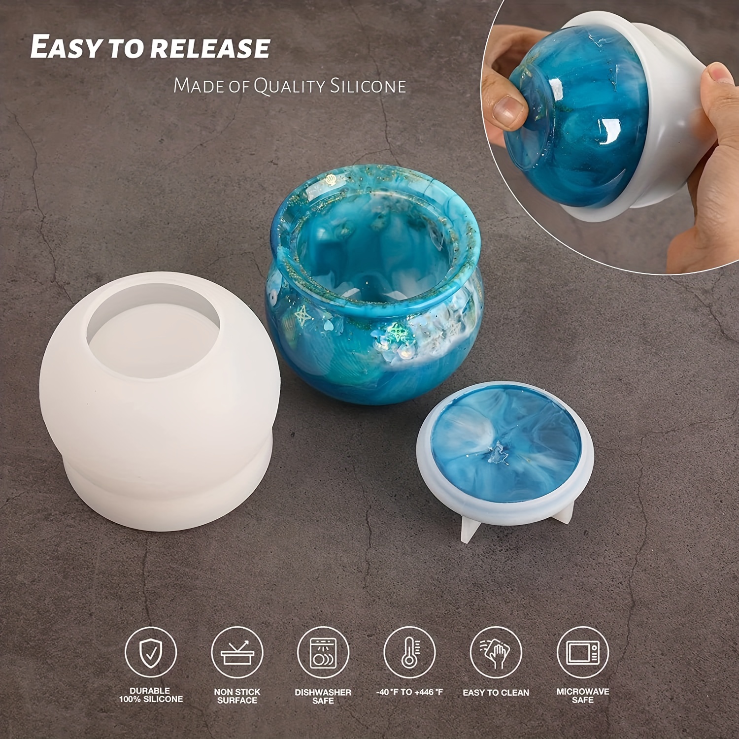 Resin Jar Molds, Mushroom Jar Silicone Molds with Lid, Silicone Resin Molds  for DIY Storage Bottle, Candy Container, Candle Holder, DIY Resin Epoxy  Casting Craft 