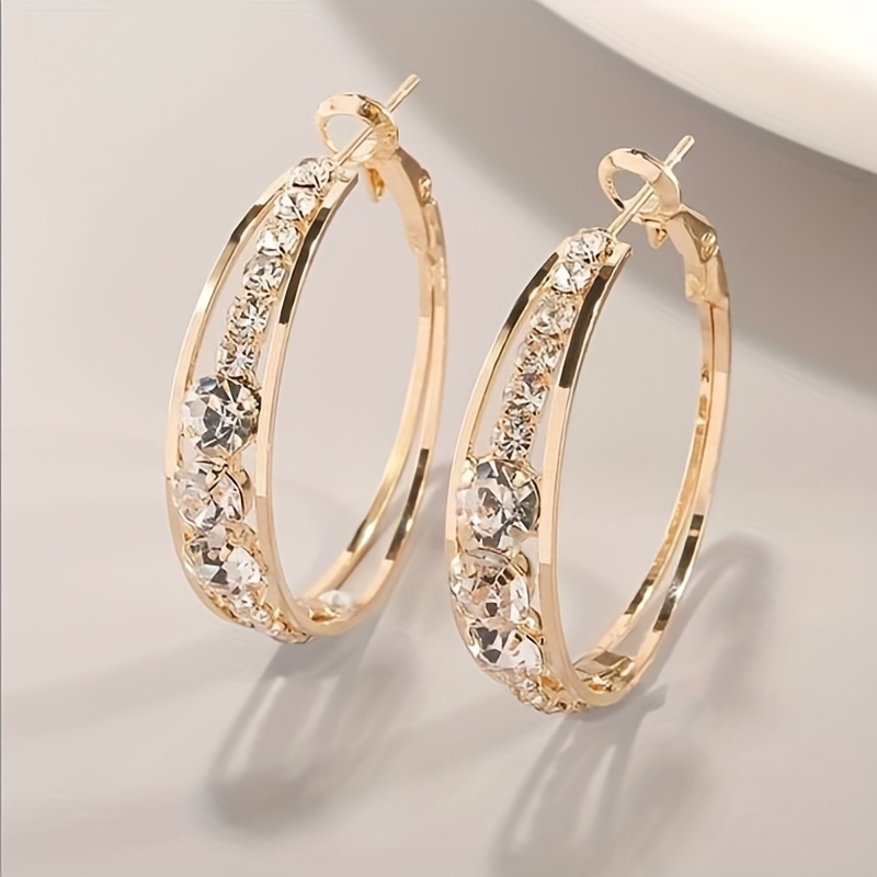

1pair 14k Golden-plated Zirconia Earrings For Men And Women