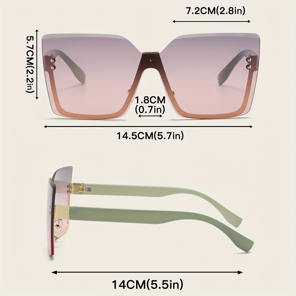 Oversized Rimless Sunglasses Gradient Lens Casual Square Glasses