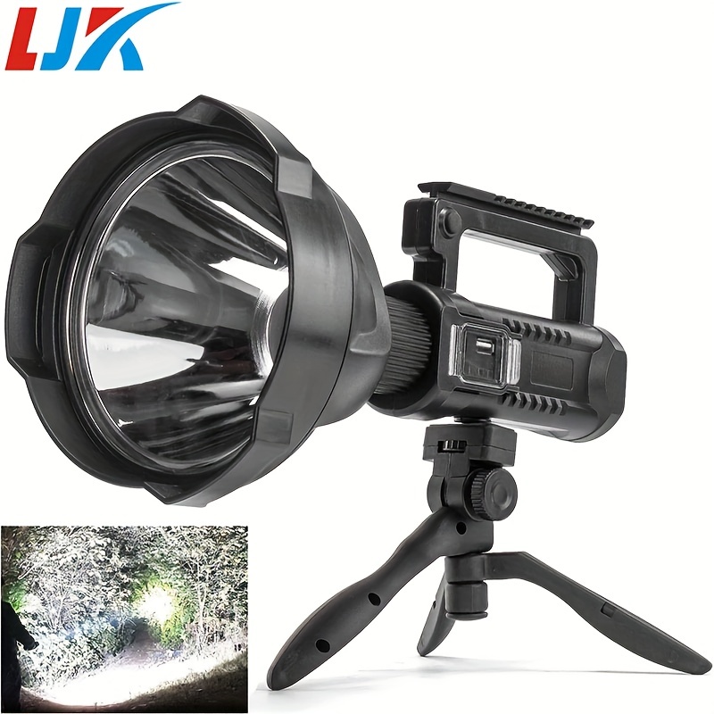 Rechargeable Handheld Spotlight With Solar Panel Perfect For Hunting,  Camping, And Boating Temu Malaysia