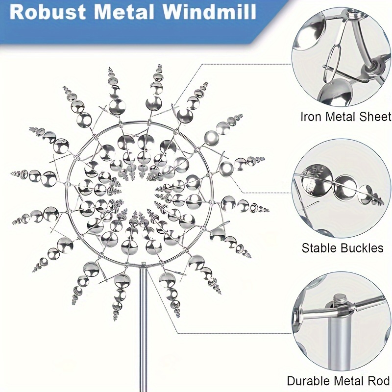 Metal Wind Spinner 3D Wind Catcher Outdoor Patio Decor