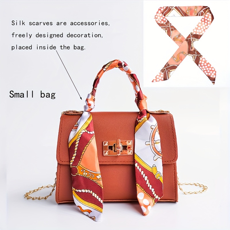 Girls Fashion Mini Square Bag Handbag With Silk-like Scarf Handle, Chain  Strap Shoulder Bag Crossbody Bag Mobile Phone Bag - Temu Switzerland