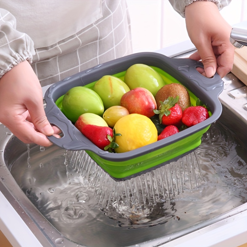 Cheap Kitchen Drain Basket Collapsible Silicone Colander Strainer Foldable  Fruit Vegetable Washing Basin