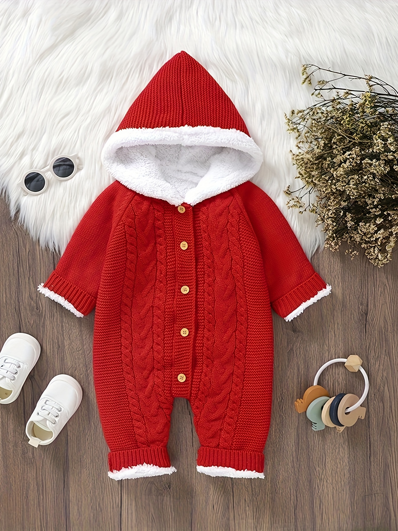 Combination Baby Knitted Sweater Jumpsuit Fleece Warm Long Temu Canada