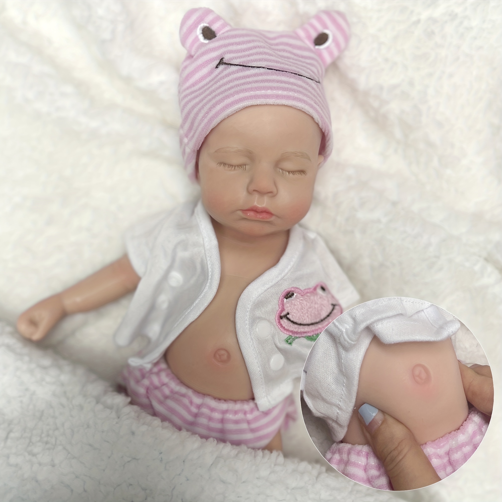 28cm Soft Full Body Solid Silicone Reborn Dolls Handmade Painted