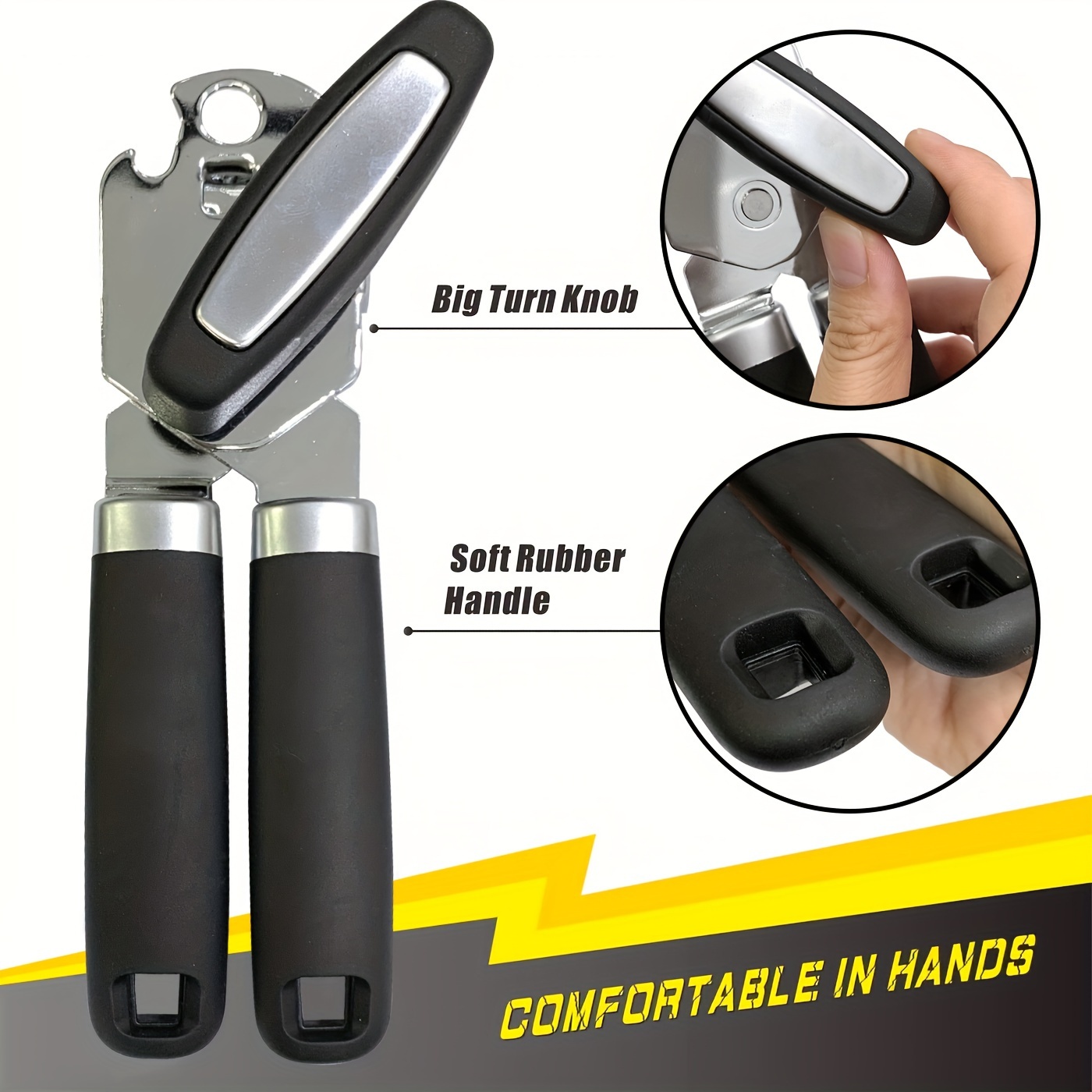 Can Opener, Manual Heavy Duty Hand Can Opener With Comfortable Grip,  Stainless Steel Can Opener With Magnet Large Effort-saving Handles, Kitchen  Gadgets, Cheap Items - Temu