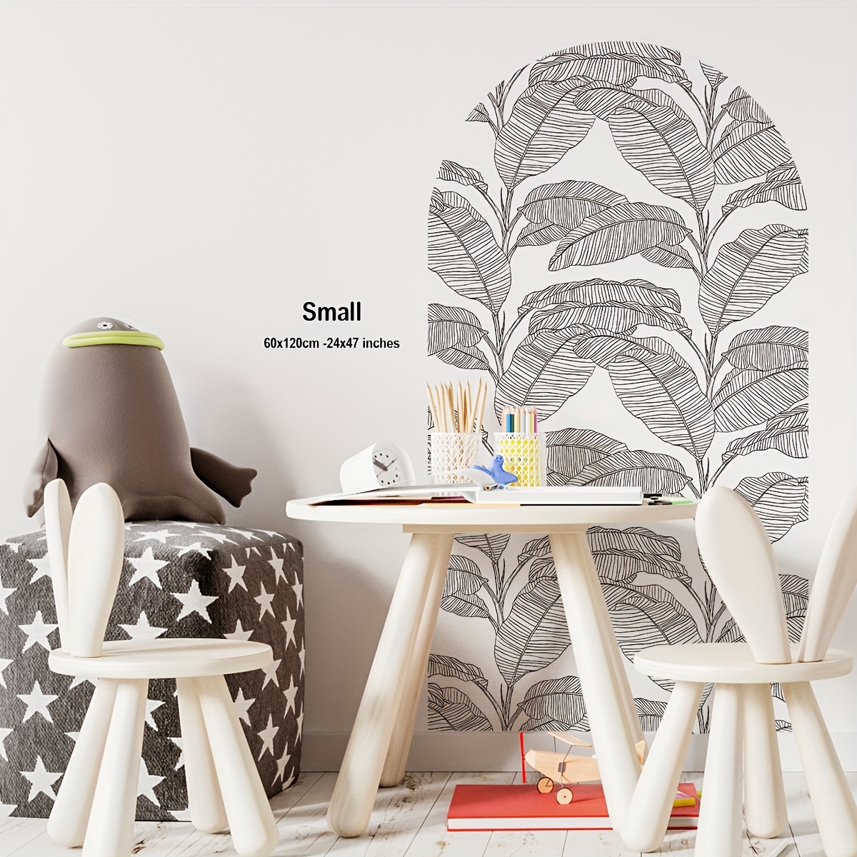 Sticker Mural Tournesols d'automne sur rayures noires et blanches