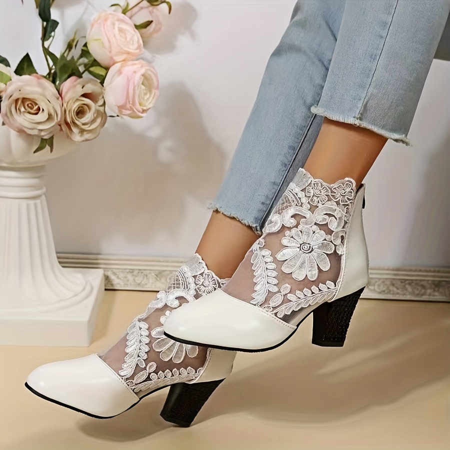 Zapatillas Confort Gel Zapatos Informales de Encaje con patrón de Malla  Decorativa, Zapatos Informales de Encaje con Huecos Florales a la Moda para