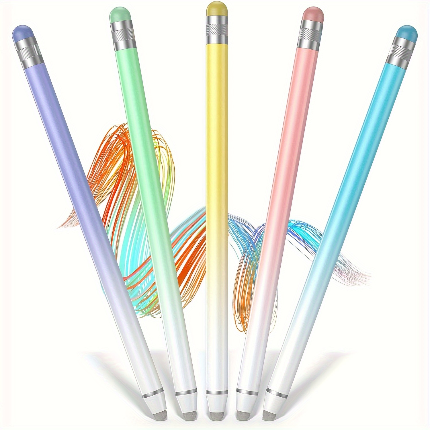 

5pcs Universal Stylus Pens For Touch Screens, High Sensitivity Fiber Tips/rubber Tips, Compatible With ///ios/android/samsung Tablets And All Capacitive Touch Screens