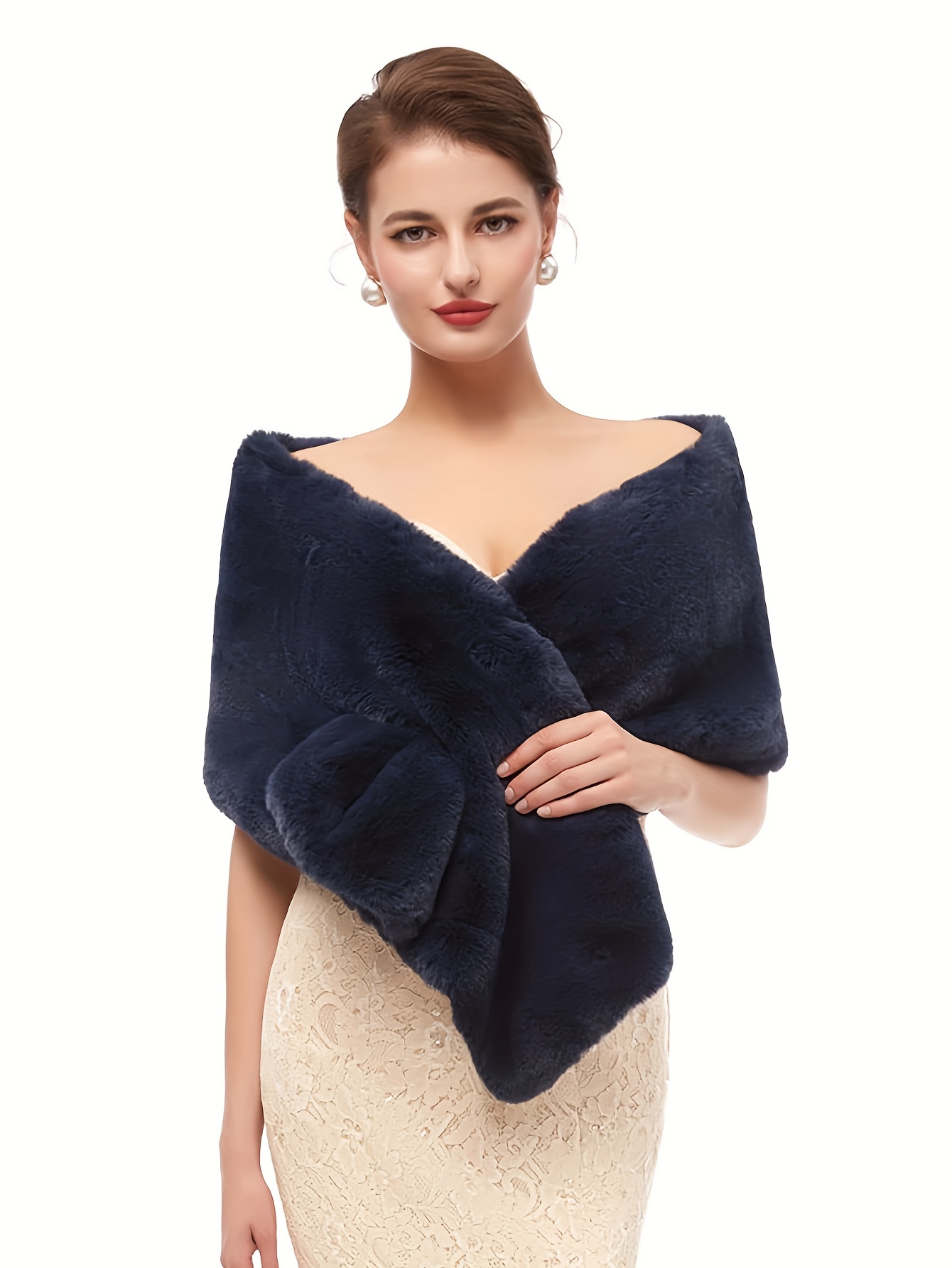 Navy faux fur outlet cape