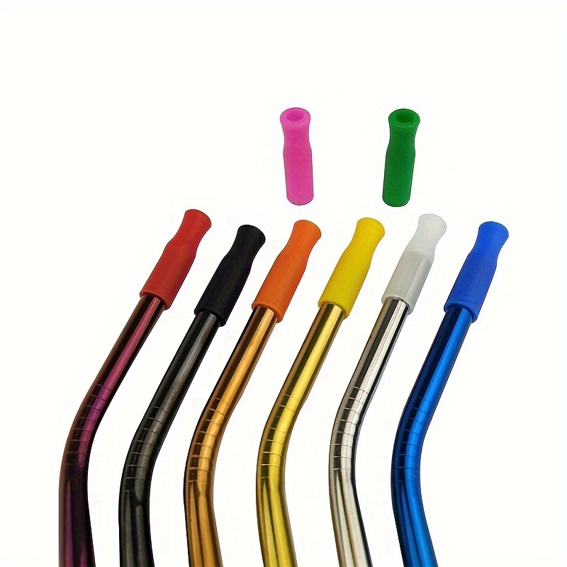 12PCS metal straw cover Silicone Straw Tips, Multicolored Food Grade Straws  Tips Covers Only Fit for 6MM Outdiameter Straws