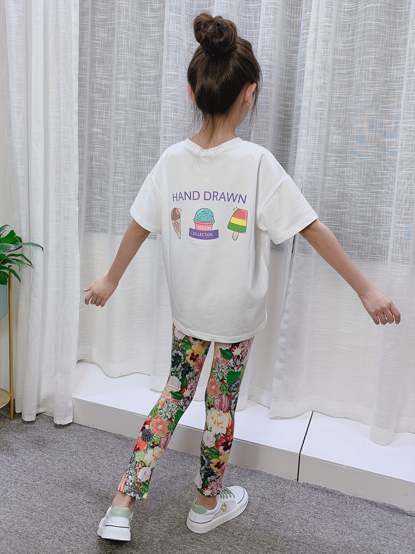 Niñas 3 14 Años Pantalones Leggings Estampado Floral Moda - Temu