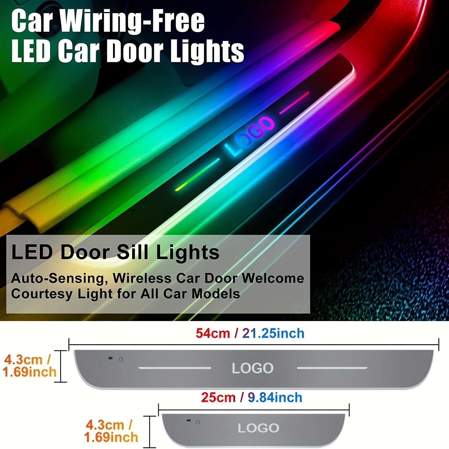 Car Door Sill Light Logo Projector Lamp Power Moving Led - Temu
