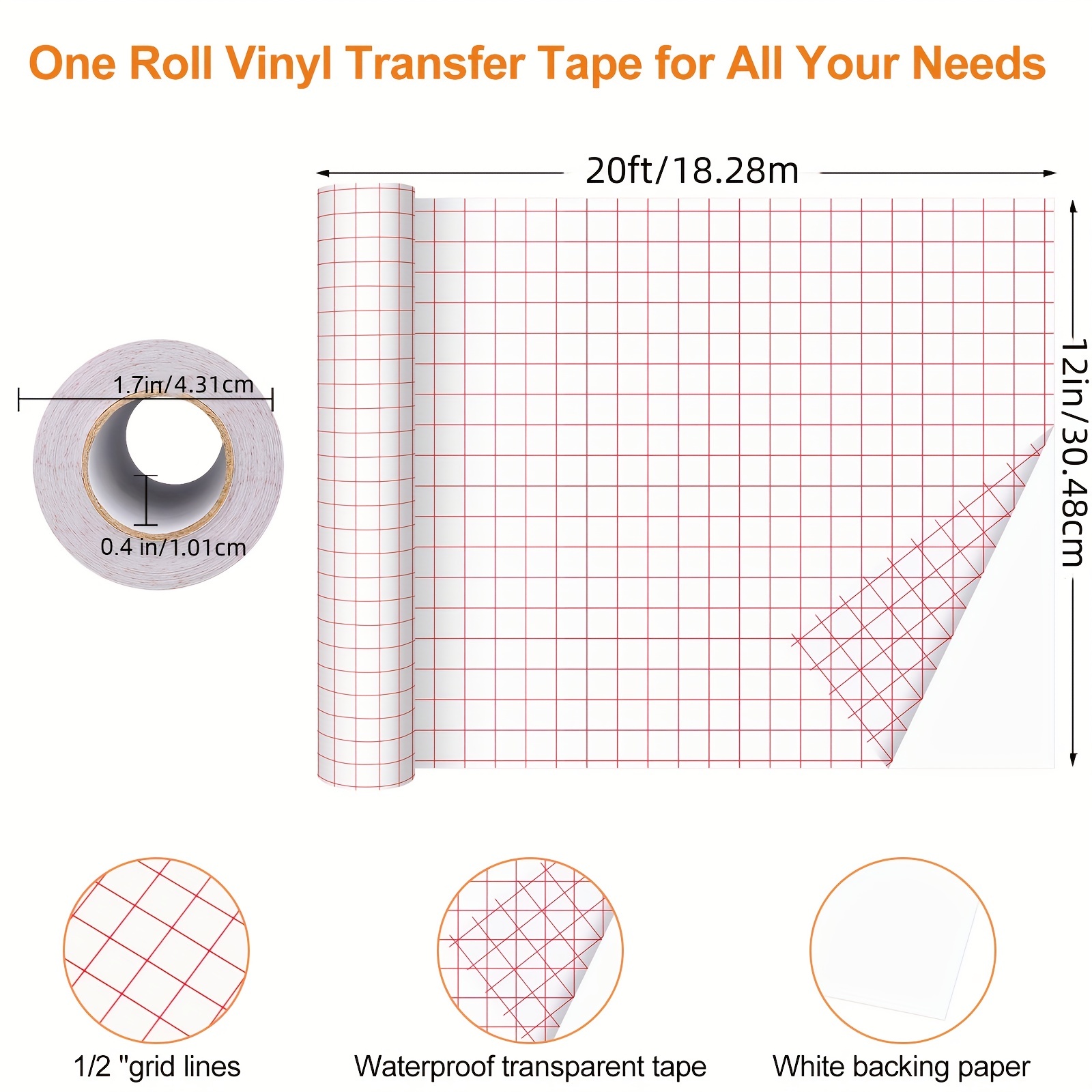Transfer Tape Vinyl Vinyl Cricut W/red Alignment Grid - Temu