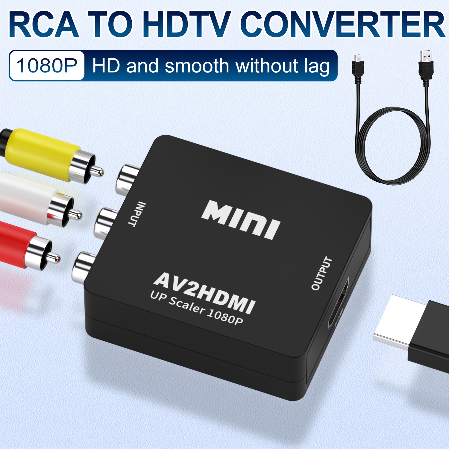 HD 1080P AV to HDMI RCA To HDMI Composite Adapter Converter With