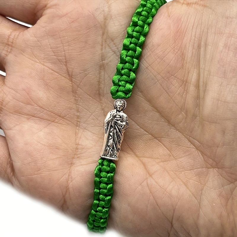 4pcs/Set Mexican Series Cross Virgin Mary Bracelets With Card, Red White  Green Braided Bracelet Adjustable Women's Bracelet Religious Christmas Gift
