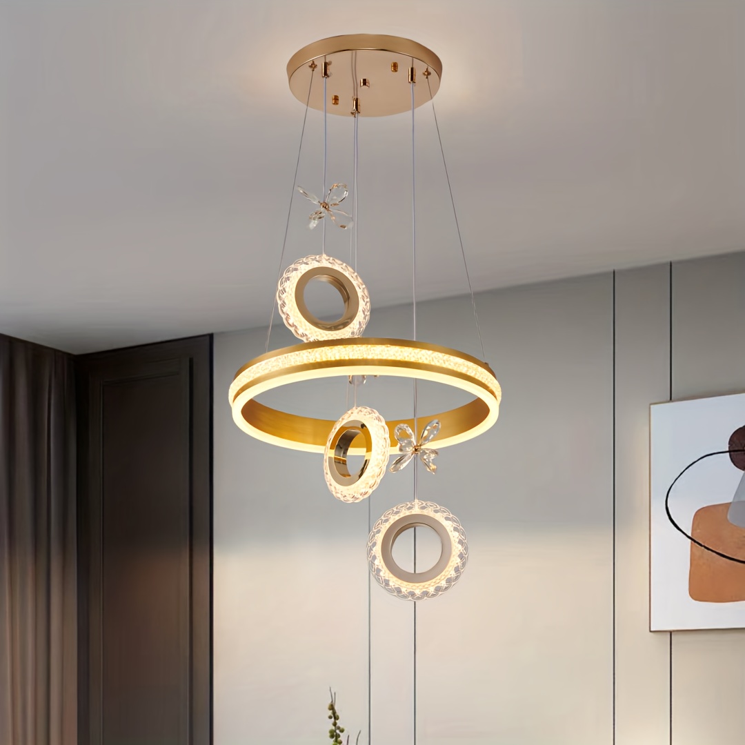 Circle Rings Hanging Lamp Modern LED Chandeliers Bedroom Bedside Pendant  Lights