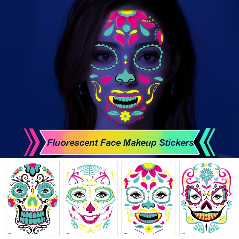 6pcs Glow in The Dark Face Paint Crayons UV Neon Sign Halloween Carnival Night Glow Makeup Paint - Safe, Washable, Non-Toxic