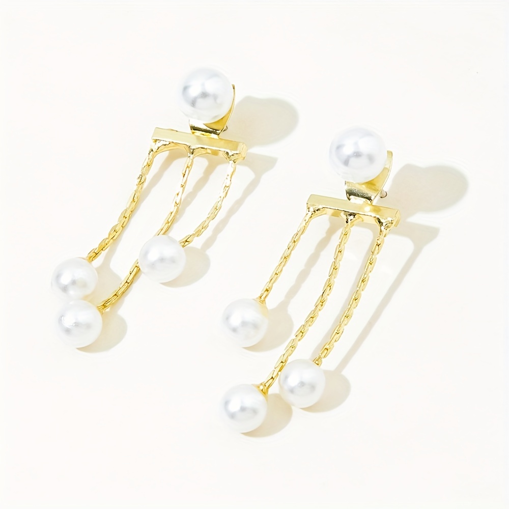 1pair Exquisite Zinc Alloy Rhinestone & Faux Pearl Decor Earrings For Women  For Daily Decoration