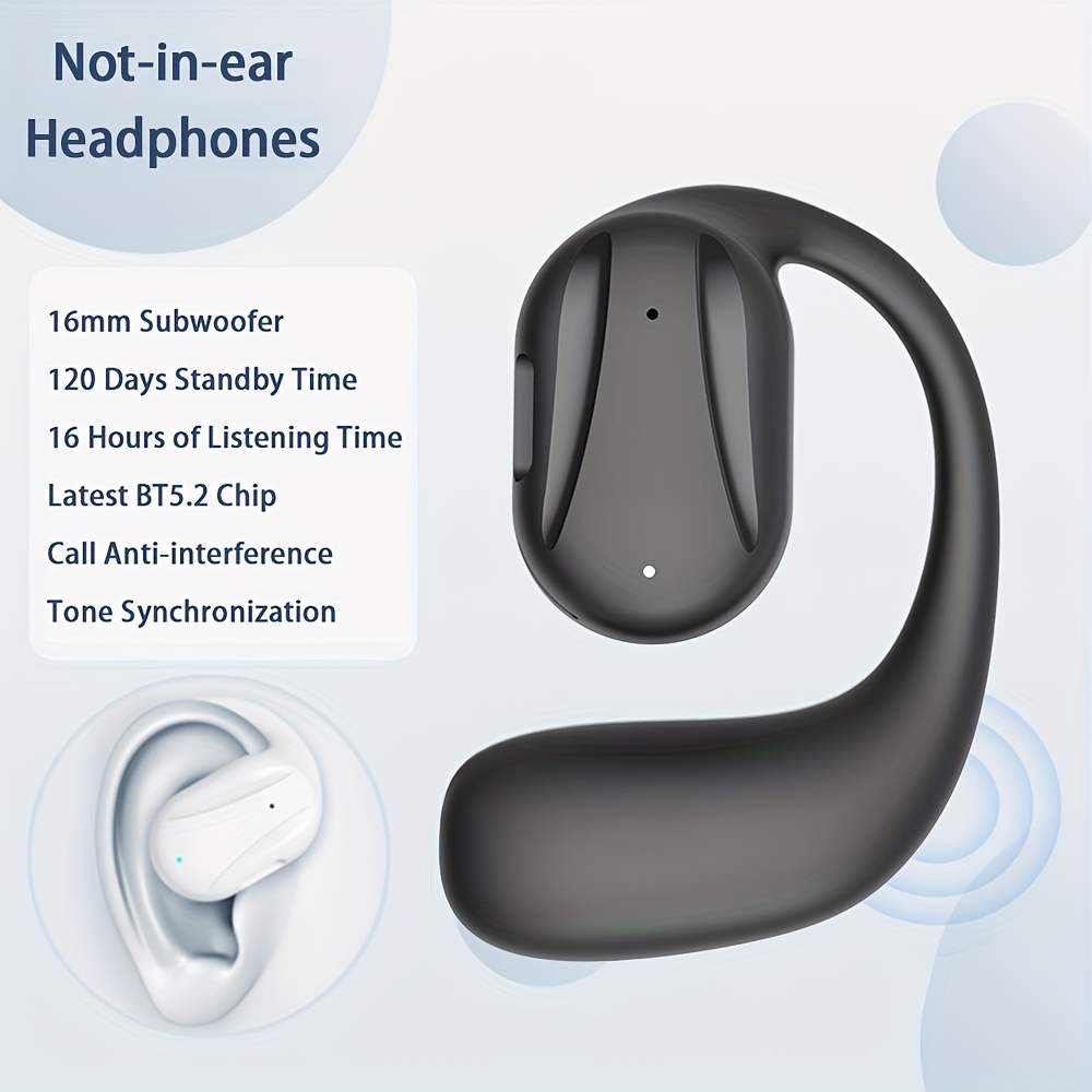 Auriculares inalámbricos Bluetooth, ENC con cancelación de ruido de graves  profundos en la oreja, auriculares impermeables IPX6 con micrófono, funda