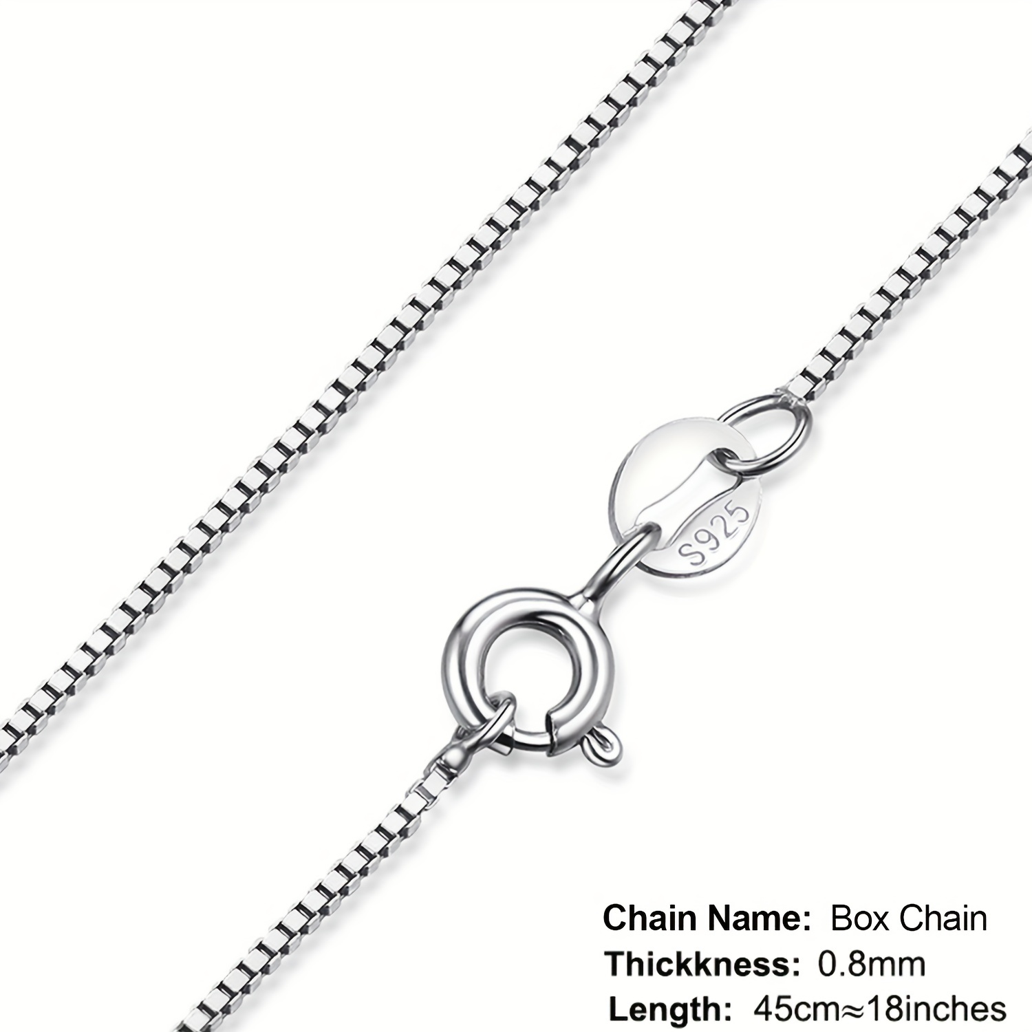 925 Sterling Silver Chain Simple Necklace For - Temu