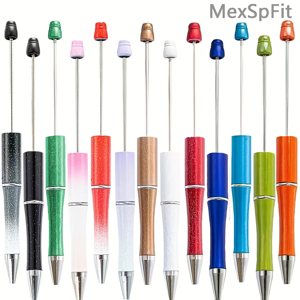 12 Beadable Pens Bulk Kit with 50 Assorted Beads - Cute Ballpoint Pen DIY  Making