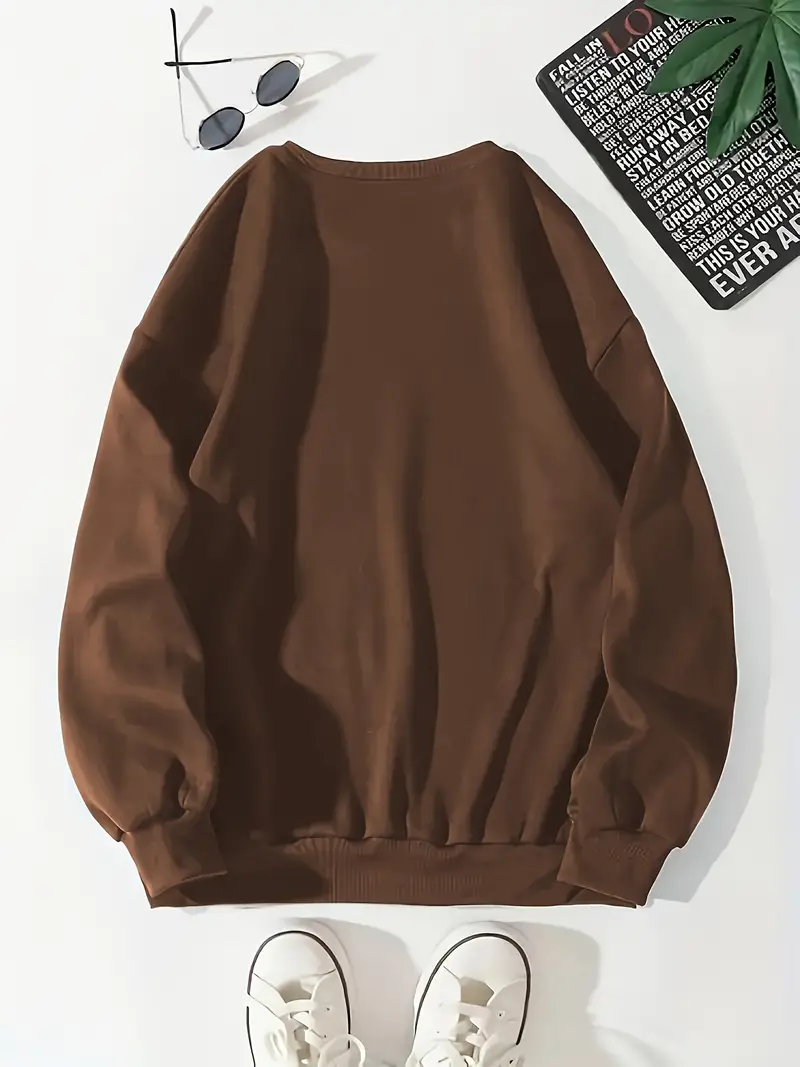 New York Brooklyn Print Loose Sweatshirt Casual Long Sleeve - Temu Canada